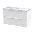 [BFFF195LCM] Tixall Fluted 2 Drawer Wall Hung Vanity Unit with Laminate Worktop, Satin White, 800mm - Cutout