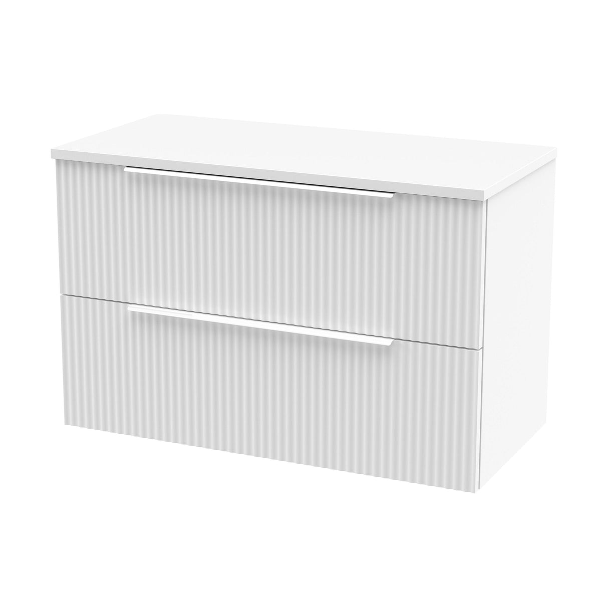 [BFFF195W] Tixall Fluted 2 Drawer Wall Hung Vanity Unit with Worktop - Choice of Size and Colour - Cutout