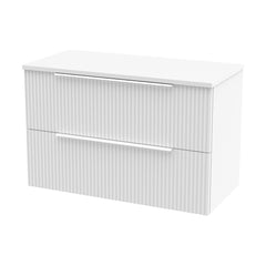 [BFFF195W] Tixall Fluted 2 Drawer Wall Hung Vanity Unit with Worktop - Choice of Size and Colour - Cutout