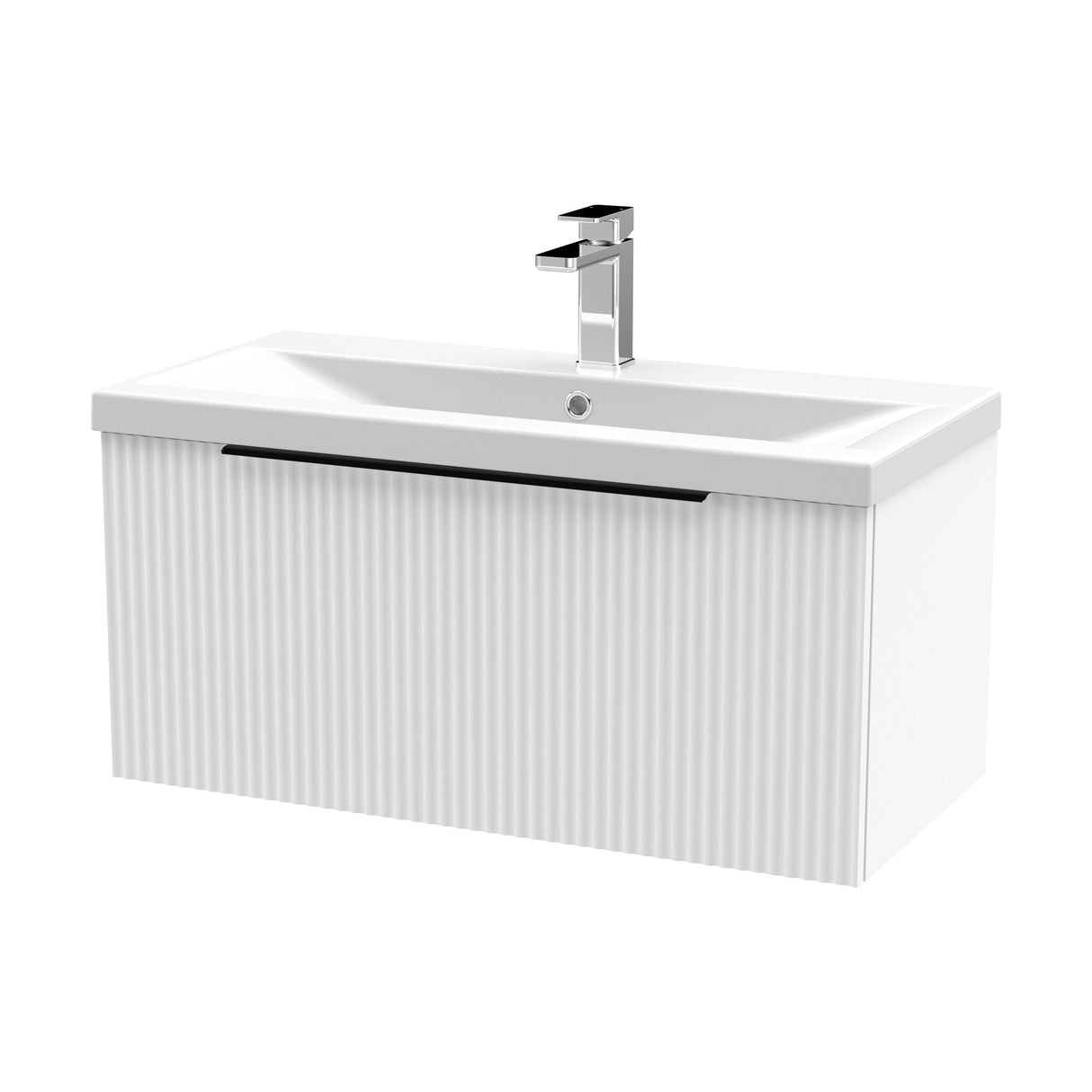 [BFFF196AH226] Tixall Fluted Front Wall Hung Vanity Basin Unit with Choice of Size, Colour and Handle Options - Cutout