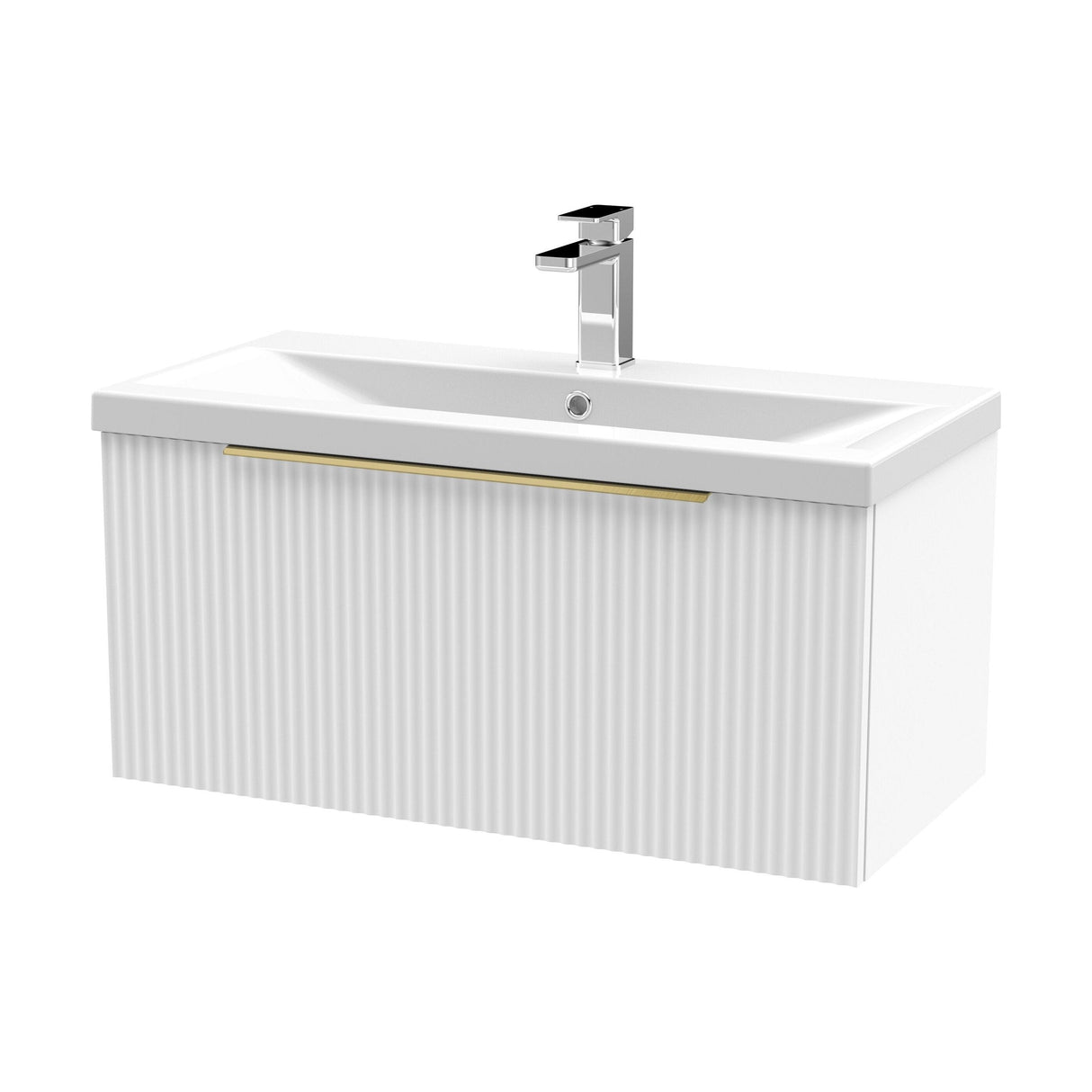 [BFFF196AH326] Tixall Fluted Front Wall Hung Vanity Basin Unit with Choice of Size, Colour and Handle Options - Cutout
