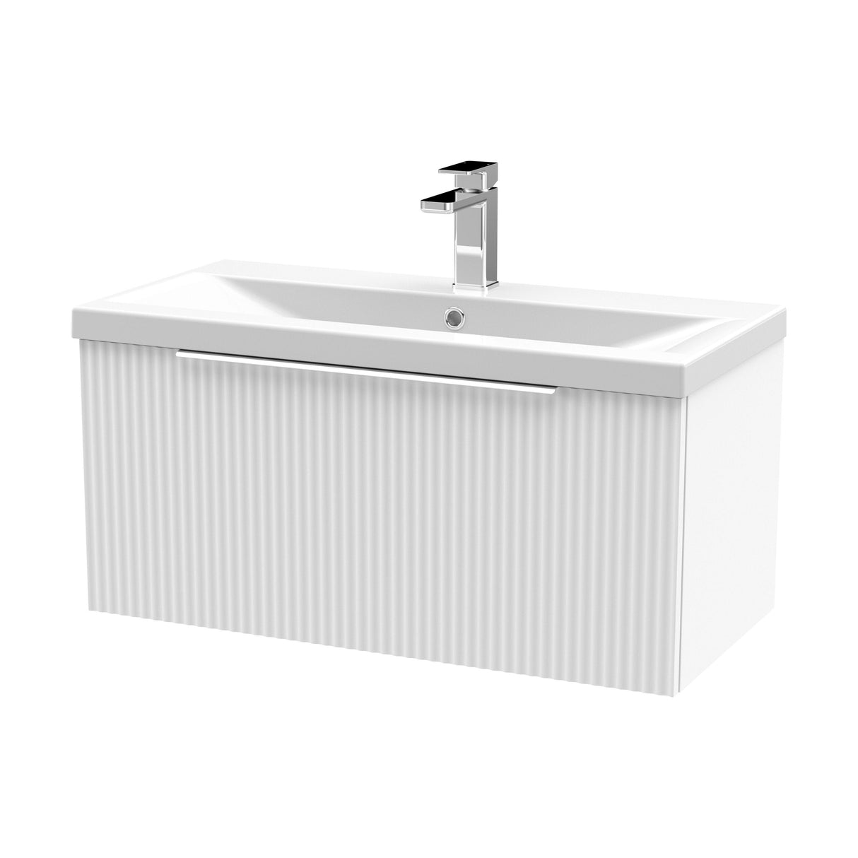 [BFFF196A] Tixall Fluted Front Wall Hung Vanity Basin Unit with Choice of Size, Colour and Handle Options - Cutout