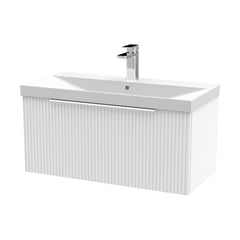 [BFFF196D] Tixall 1 Drawer Wall Hung Vanity Basin Unit with 1 Tap Hole Thin-Edge Ceramic Basin, Choice of Size and Colour - Cutout