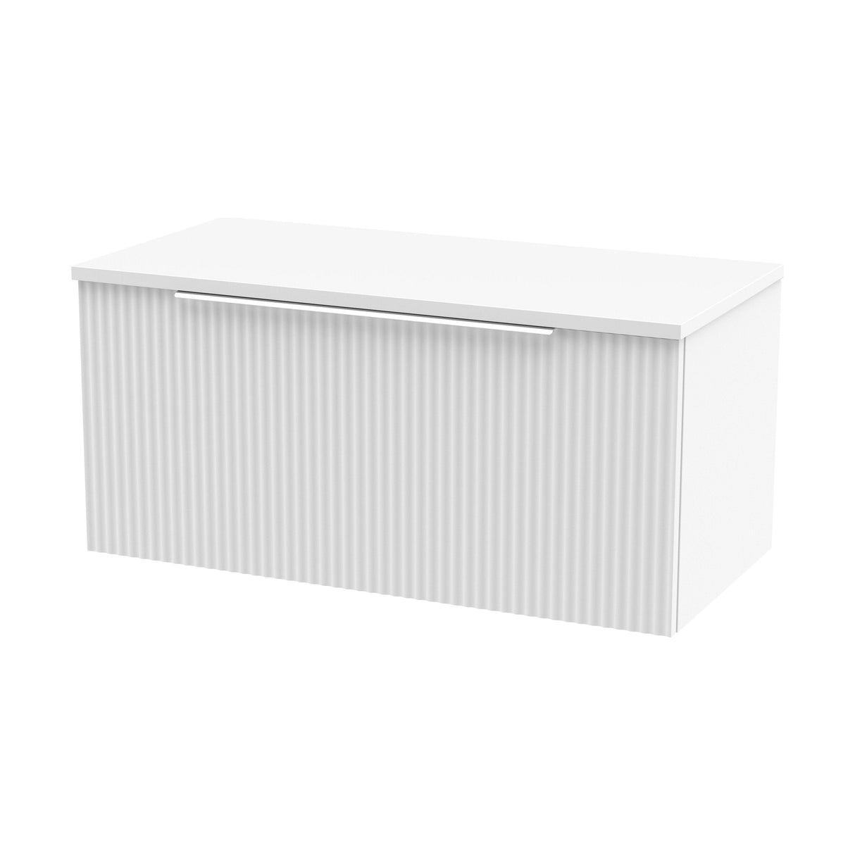 [BFFF196W] Tixall Fluted 1 Drawer Wall Hung Vanity Unit with Worktop - Choice of Size and Colour - Cutout