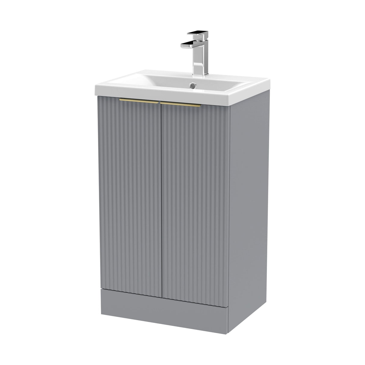[BFFF223AH324] Tixall Fluted Front Floor Standing Vanity Basin Unit with Choice of Size, Colour and Handle Options - Cutout