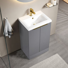 [BFFF223AH324] Tixall Fluted Front Floor Standing Vanity Basin Unit with Choice of Size, Colour and Handle Options - Lifestyle 2