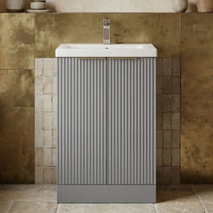 [BFFF223AH324] Tixall Fluted Front Floor Standing Vanity Basin Unit with Choice of Size, Colour and Handle Options - Silo