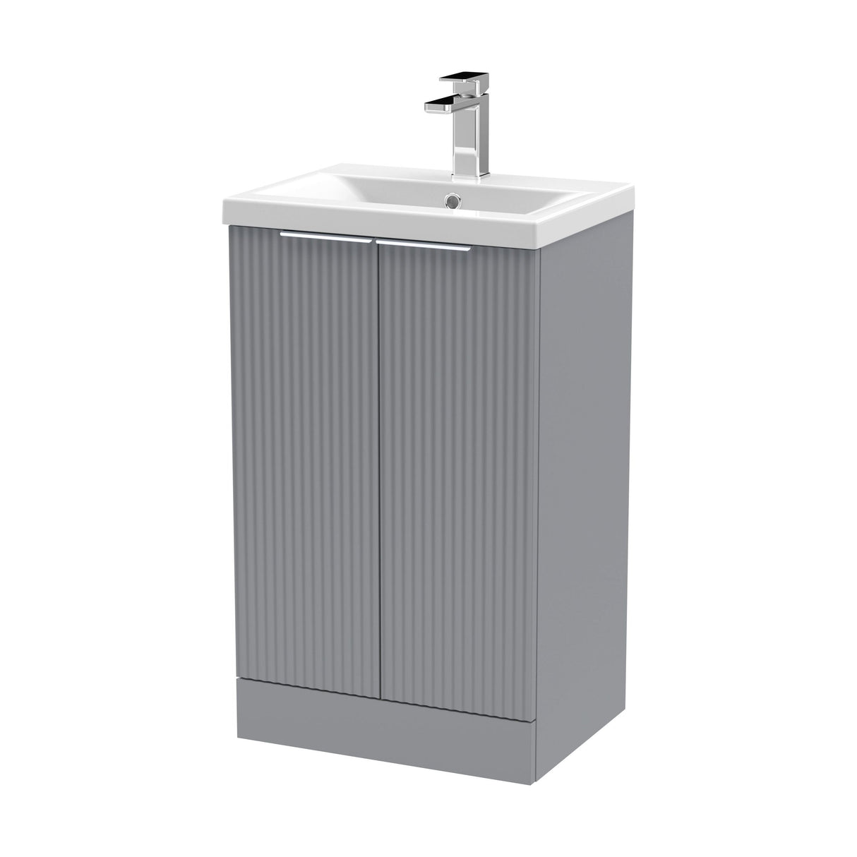 [BFFF223A] Tixall Fluted Front Floor Standing Vanity Basin Unit with Choice of Size, Colour and Handle Options - Cutout