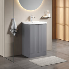 [BFFF223A] Tixall Fluted Front Floor Standing Vanity Basin Unit with Choice of Size, Colour and Handle Options - Lifestyle 3