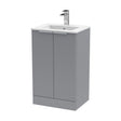 [BFFF223B] Tixall Fluted 2 Door Floor Standing Vanity Unit with Minimalist Basin, Satin Grey, 500mm - Cutout