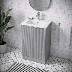 [BFFF223B] Tixall Floor Standing Vanity Basin Unit with 1 Tap Hole Minimalist Ceramic Basin, Choice of Size and Colour