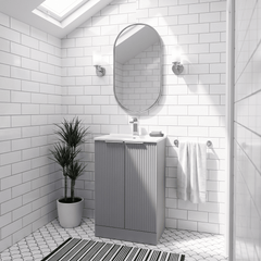 [BFFF223B] Tixall Floor Standing Vanity Basin Unit with 1 Tap Hole Minimalist Ceramic Basin, Choice of Size and Colour