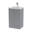 [BFFF223D] Tixall Fluted 2 Door Floor Standing Vanity Unit with Thin Edge Basin, Satin Grey, 500mm - Cutout