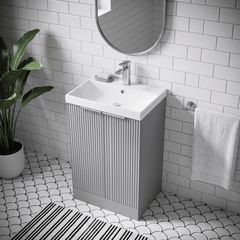[BFFF223D] Tixall Floor Standing Vanity Basin Unit with 1 Tap Hole Thin-Edge Ceramic Basin, Choice of Size and Colour