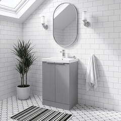 [BFFF223D] Tixall Floor Standing Vanity Basin Unit with 1 Tap Hole Thin-Edge Ceramic Basin, Choice of Size and Colour