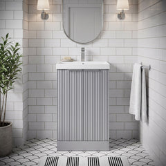 [BFFF223D] Tixall Floor Standing Vanity Basin Unit with 1 Tap Hole Thin-Edge Ceramic Basin, Choice of Size and Colour - Silo
