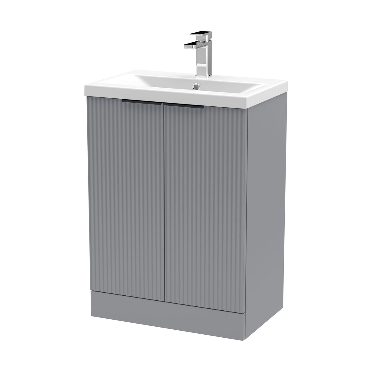 [BFFF225AH224] Tixall Fluted Front Floor Standing Vanity Basin Unit with Choice of Size, Colour and Handle Options - Cutout