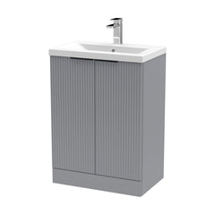 [BFFF225AH224] Tixall Fluted Front Floor Standing Vanity Basin Unit with Choice of Size, Colour and Handle Options - Cutout