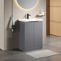 [BFFF225AH224] Tixall Fluted Front Floor Standing Vanity Basin Unit with Choice of Size, Colour and Handle Options - Lifestyle 3