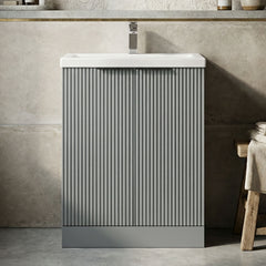 [BFFF225AH224] Tixall Fluted Front Floor Standing Vanity Basin Unit with Choice of Size, Colour and Handle Options - Silo