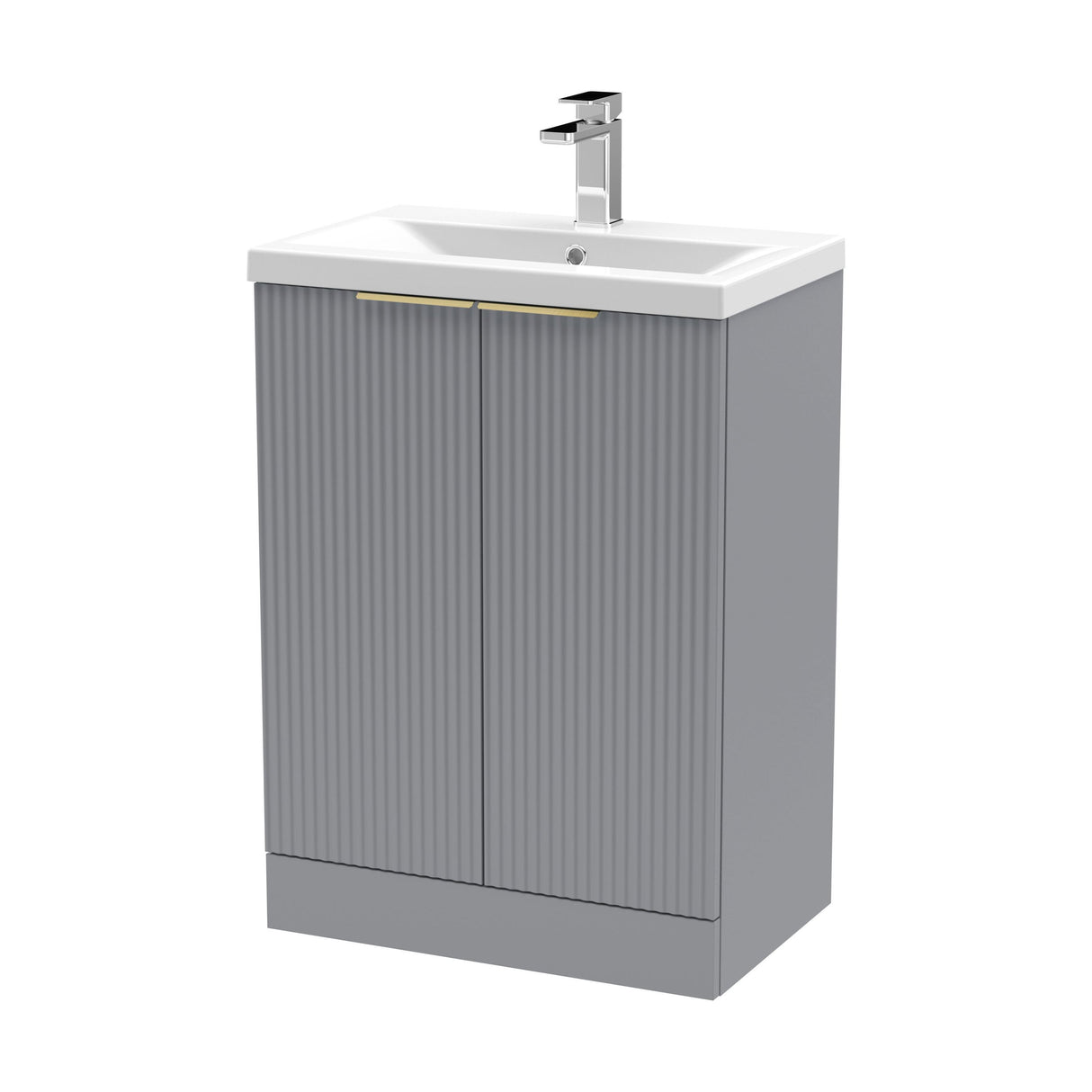 [BFFF225AH324] Tixall Fluted Front Floor Standing Vanity Basin Unit with Choice of Size, Colour and Handle Options - Cutout