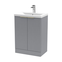 [BFFF225AH324] Tixall Fluted Front Floor Standing Vanity Basin Unit with Choice of Size, Colour and Handle Options - Cutout