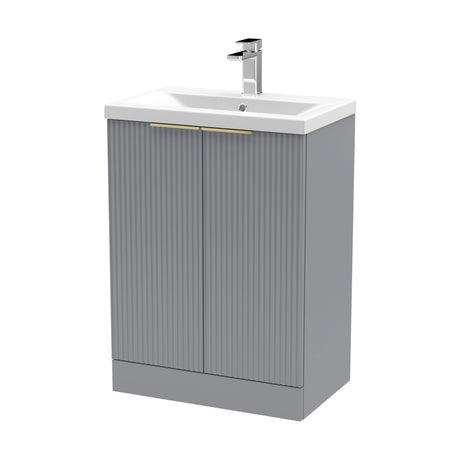 [BFFF225AH324] Tixall Fluted Front Floor Standing Vanity Basin Unit with Choice of Size, Colour and Handle Options - Cutout