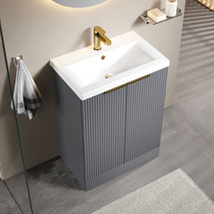 [BFFF225AH324] Tixall Fluted Front Floor Standing Vanity Basin Unit with Choice of Size, Colour and Handle Options - Lifestyle 2