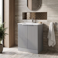 [BFFF225B] Tixall Floor Standing Vanity Basin Unit with 1 Tap Hole Minimalist Ceramic Basin, Choice of Size and Colour