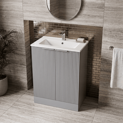 [BFFF225B] Tixall Floor Standing Vanity Basin Unit with 1 Tap Hole Minimalist Ceramic Basin, Choice of Size and Colour
