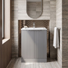 [BFFF225B] Tixall Floor Standing Vanity Basin Unit with 1 Tap Hole Minimalist Ceramic Basin, Choice of Size and Colour - Silo