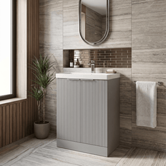 [BFFF225D] Tixall Floor Standing Vanity Basin Unit with 1 Tap Hole Thin-Edge Ceramic Basin, Choice of Size and Colour