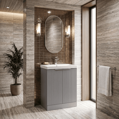 [BFFF225D] Tixall Floor Standing Vanity Basin Unit with 1 Tap Hole Thin-Edge Ceramic Basin, Choice of Size and Colour