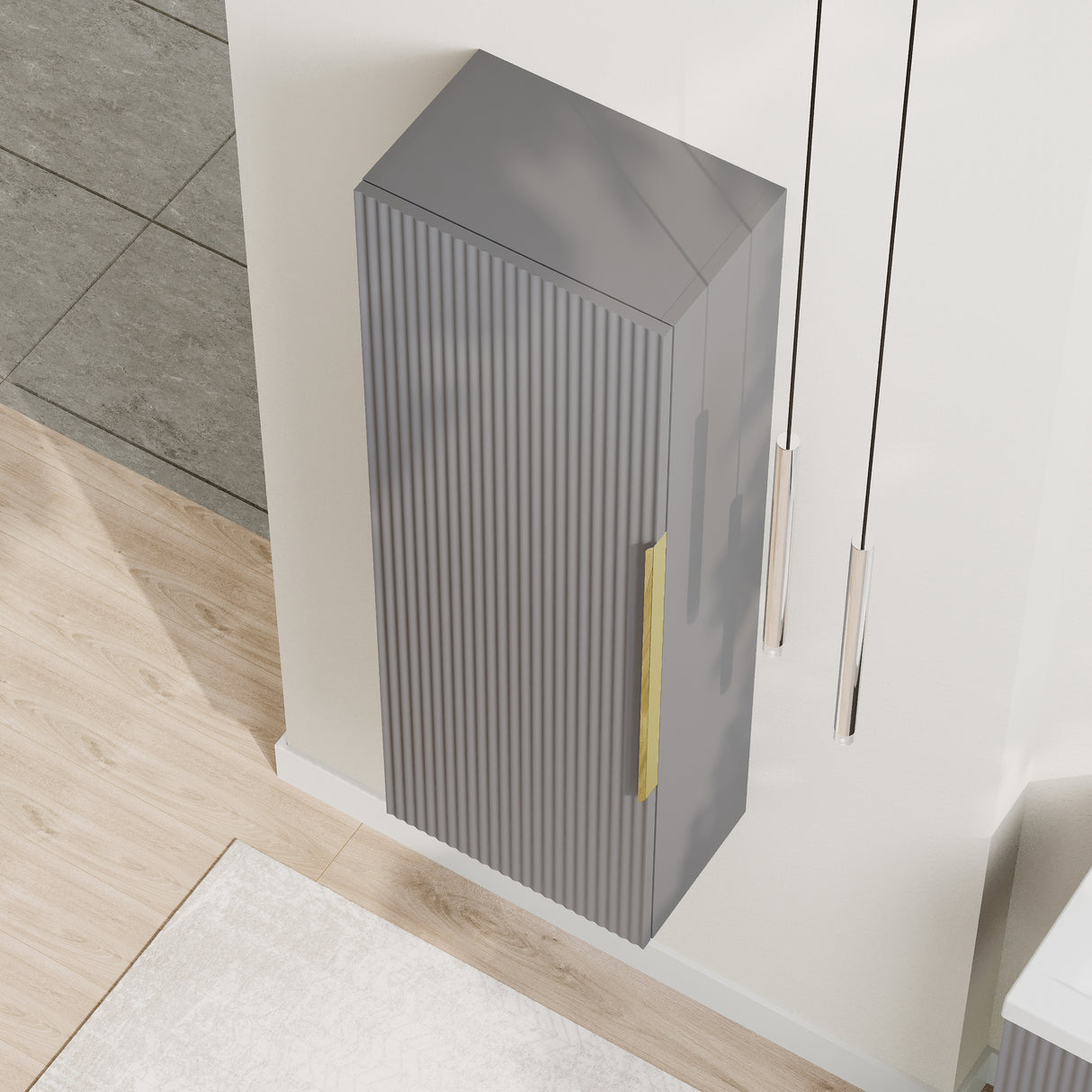 Fluted Tall Bathroom Unit, 400mm, Multiple Colours and Handle Options