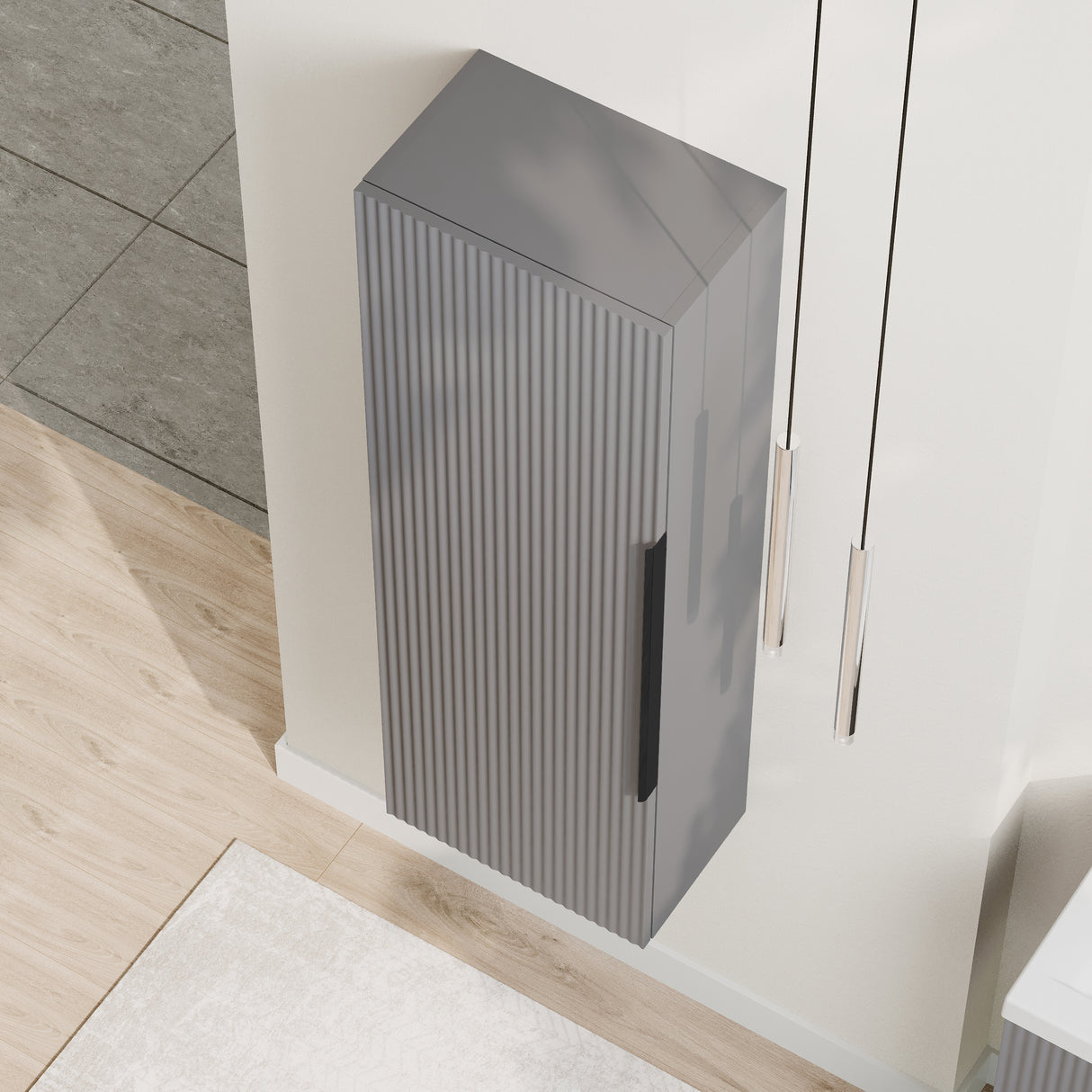 Fluted Tall Bathroom Unit, 400mm, Multiple Colours and Handle Options