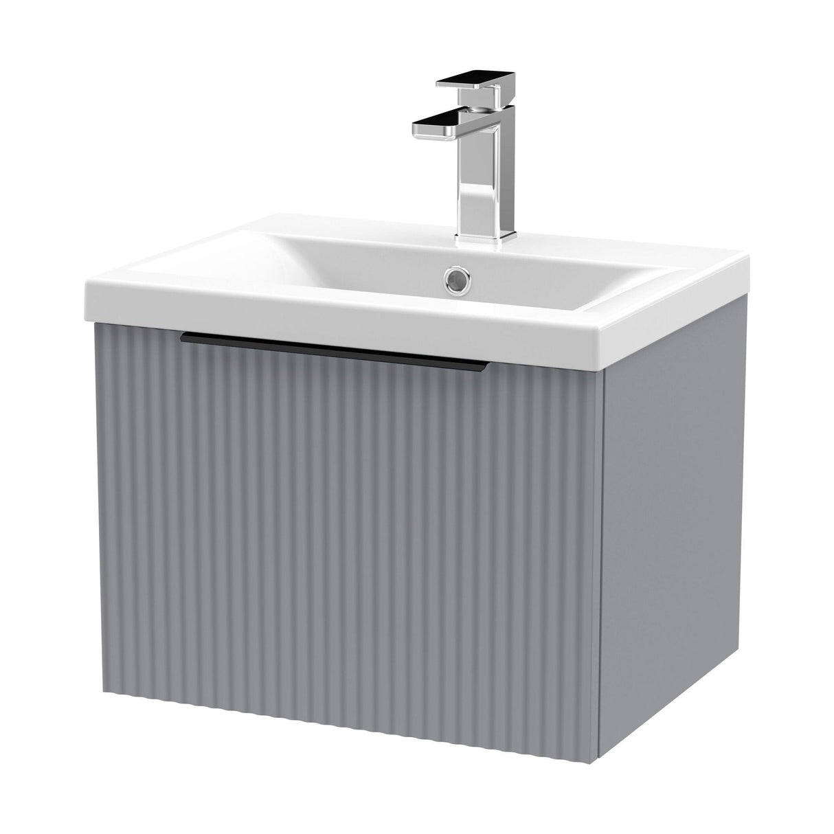[BFFF291AH225] Tixall Fluted Front Wall Hung Vanity Basin Unit with Choice of Size, Colour and Handle Options - Cutout