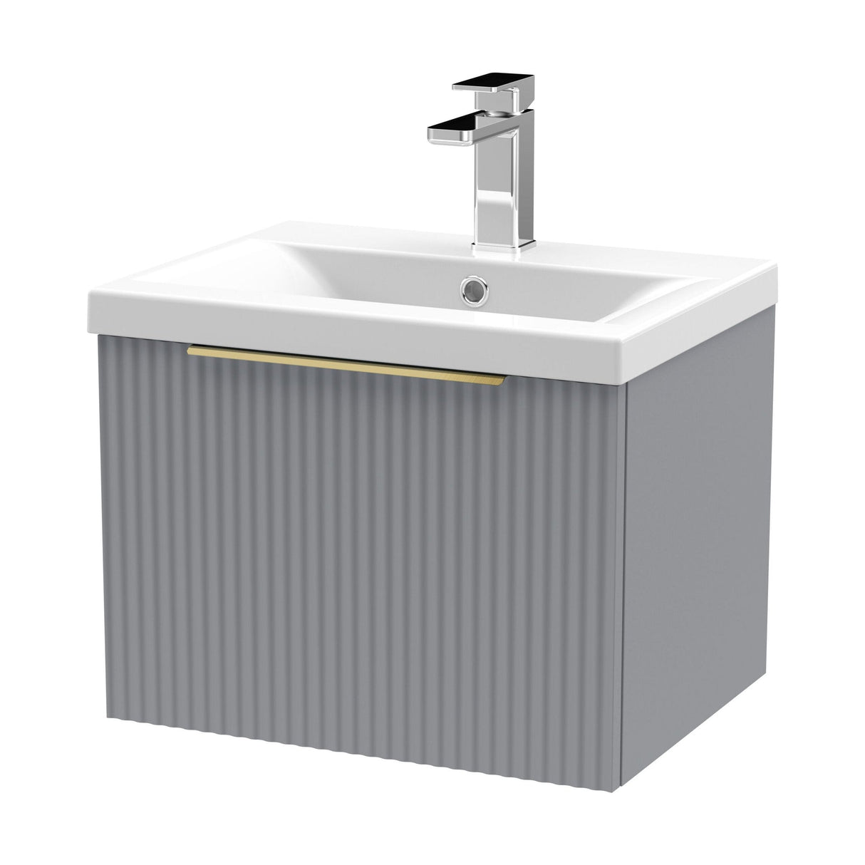 [BFFF291AH325] Tixall Fluted Front Wall Hung Vanity Basin Unit with Choice of Size, Colour and Handle Options - Cutout
