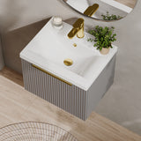 Fluted Front Wall Hung Vanity Basin Unit with Choice of Size, Colour and Handle Options