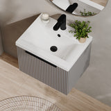 Fluted Front Wall Hung Vanity Basin Unit with Choice of Size, Colour and Handle Options