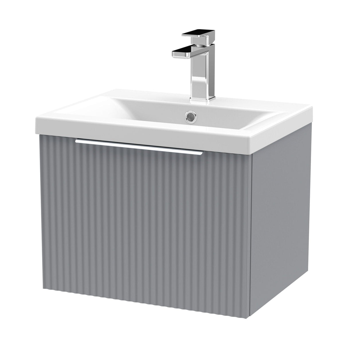 [BFFF291A] Tixall Fluted Front Wall Hung Vanity Basin Unit with Choice of Size, Colour and Handle Options - Cutout