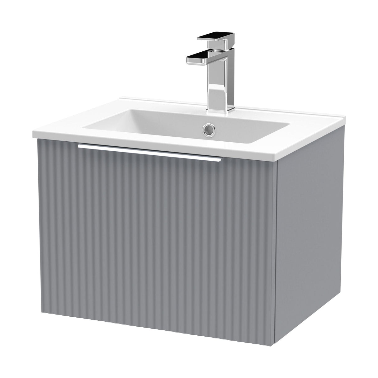 [BFFF291B] Tixall 1 Drawer Wall Hung Vanity Basin Unit with 1 Tap Hole Minimalist Ceramic Basin, Choice of Size and Colour - Cutout