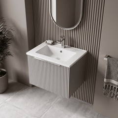 [BFFF291B] Tixall 1 Drawer Wall Hung Vanity Basin Unit with 1 Tap Hole Minimalist Ceramic Basin, Choice of Size and Colour