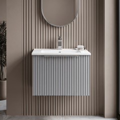 [BFFF291B] Tixall 1 Drawer Wall Hung Vanity Basin Unit with 1 Tap Hole Minimalist Ceramic Basin, Choice of Size and Colour - Silo