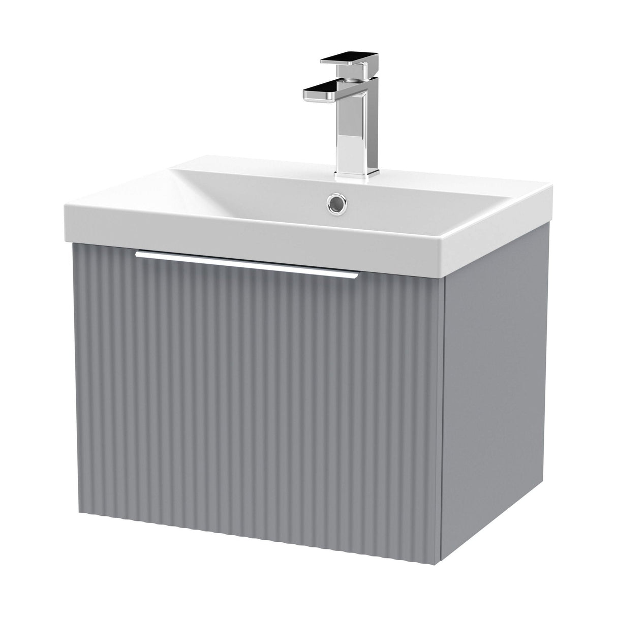 [BFFF291D] Tixall 1 Drawer Wall Hung Vanity Basin Unit with 1 Tap Hole Thin-Edge Ceramic Basin, Choice of Size and Colour - Cutout