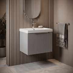 [BFFF291D] Tixall 1 Drawer Wall Hung Vanity Basin Unit with 1 Tap Hole Thin-Edge Ceramic Basin, Choice of Size and Colour