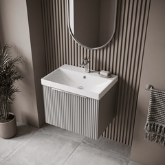 [BFFF291D] Tixall 1 Drawer Wall Hung Vanity Basin Unit with 1 Tap Hole Thin-Edge Ceramic Basin, Choice of Size and Colour