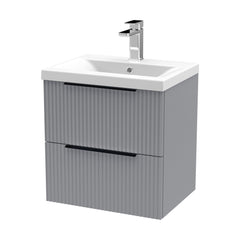 [BFFF292AH225] Tixall Fluted Front Wall Hung Vanity Basin Unit with Choice of Size, Colour and Handle Options - Cutout