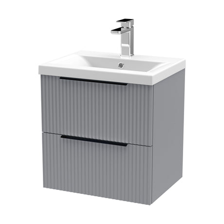 [BFFF292AH225] Tixall Fluted Front Wall Hung Vanity Basin Unit with Choice of Size, Colour and Handle Options - Cutout
