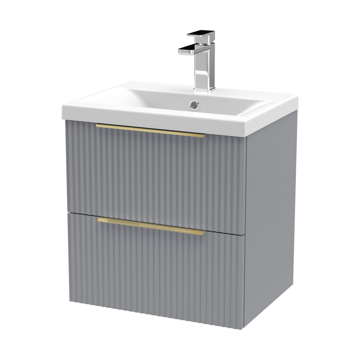 [BFFF292AH325] Tixall Fluted Front Wall Hung Vanity Basin Unit with Choice of Size, Colour and Handle Options - Cutout