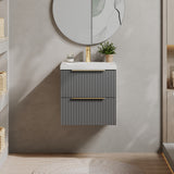 Fluted Front Wall Hung Vanity Basin Unit with Choice of Size, Colour and Handle Options